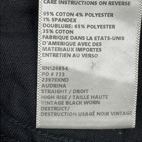 L’Agence Audrina Straight High Rise Jeans Vintage Black Worn Distressed 25 - Picture 14 of 15